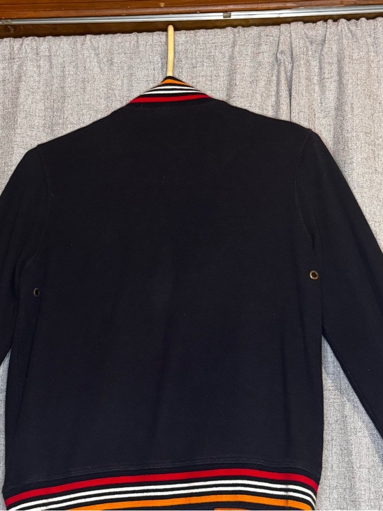 Vintage Liz Claiborne Varsity Jacket Navy Striped Trim Bomber Small 90s - Picture 7 of 13